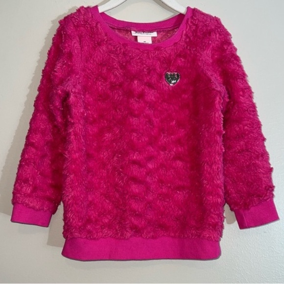 Juicy Couture fuzzy girls’ size 6 pink long sleeve faux-fur  crewneck - Picture 1 of 7